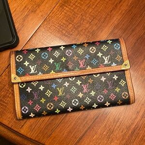 Louis Vuitton Black Monogram multicolor international wallet